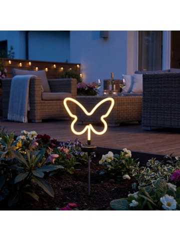 MARELIDA LED Solar Gartenstecker Schmetterling gelb Gartenstab H: 66cm gelb