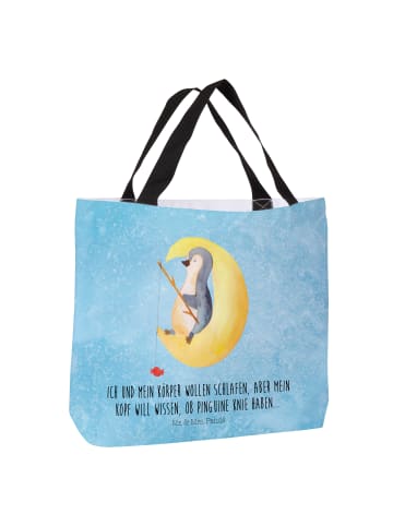 Mr. & Mrs. Panda Shopper Pinguin Mond mit Spruch in Eisblau