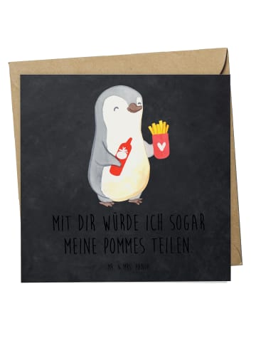 Mr. & Mrs. Panda Einladungskarte Pinguin Pommes mit Spruch in Kreidetafel