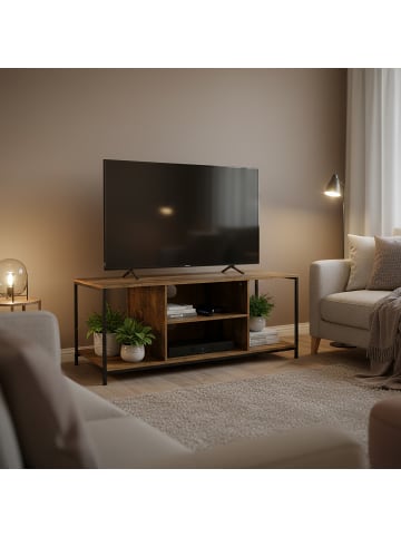 relaxdays TV-Lowboard in Braun/ Schwarz - (B)120 x (H)50 x (T)40 cm