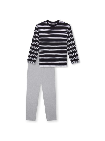 Schiesser Pyjama in Schwarz/Grau