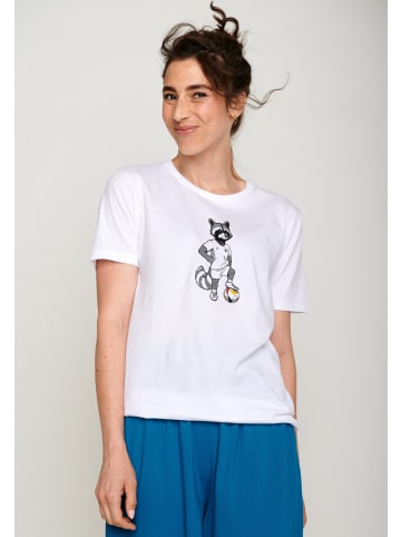 GreenBomb T-Shirt Football Raccoon in Weiß
