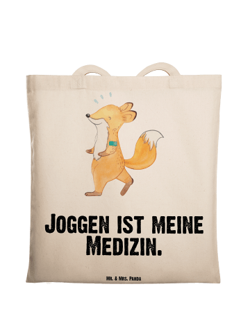 Mr. & Mrs. Panda Beutel Fuchs Joggen mit Spruch in Creme