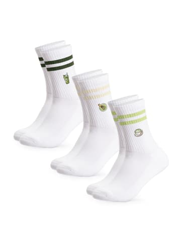 Occulto 3er Pack Motiv Tennissocken mit Streifen Summer in Matcha