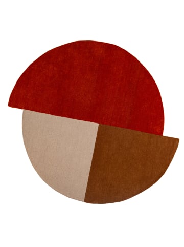 KADIMA DESIGN Wollteppich Segment Muster, Geometrisch, Wohnzimmer in Rot-Beige