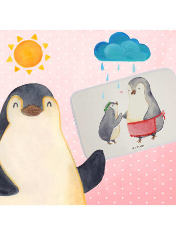 Mr. & Mrs. Panda Badezimmerteppich Pinguin mit Kind ohne Spruch in Weiß