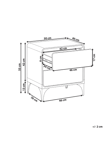 Beliani Nachttisch COWELL in Braun - (W) 50 x (H) 55 x (L) 40 cm
