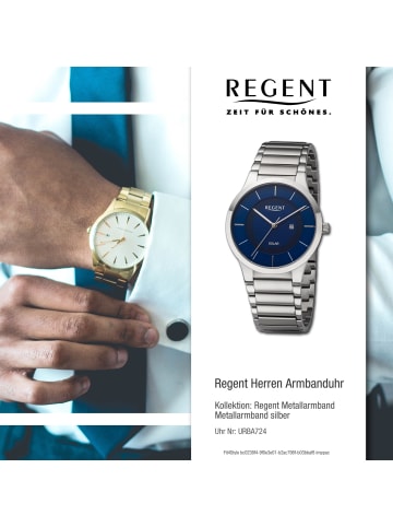 Regent Armbanduhr-Analog silber mittel (ca. 38,5mm) Regent Metallarmband