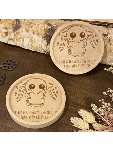 Mr. & Mrs. Panda Holz Untersetzer Spinne Agathe Sandwich mit Spruch in Transparent