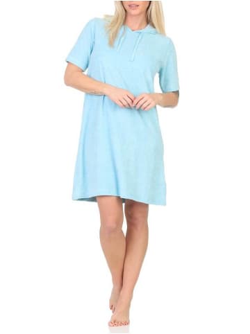 NORMANN Kurzarm Frottee Nachthemd Beachwear in hellblau