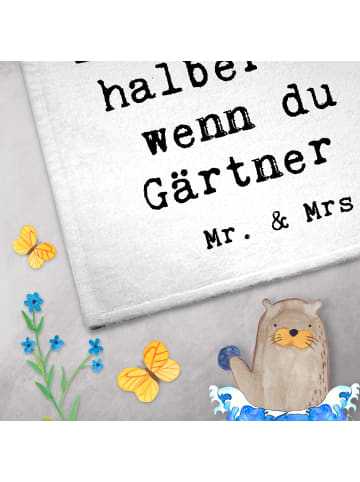 Mr. & Mrs. Panda Handtuch Gärtner Herz mit Spruch in Weiß