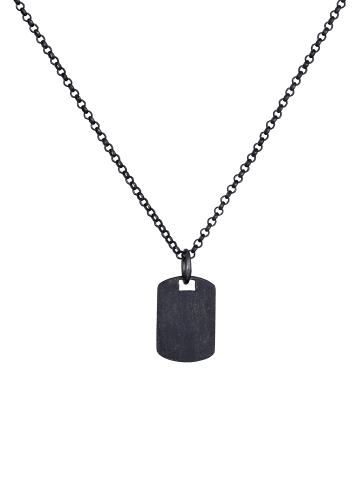 KUZZOI Halskette 925 Sterling Silber Dog Tag in Schwarz