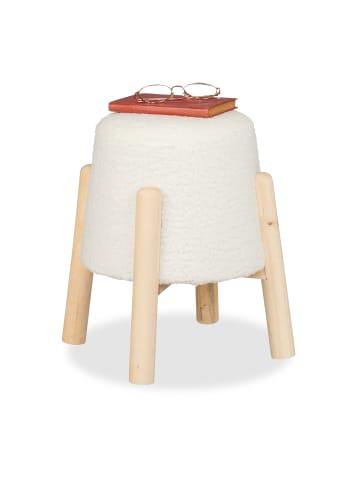 relaxdays Sitzhocker in Weiß/ Natur - (H)40 x Ø30 cm