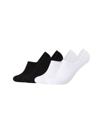 camano Füßlinge für Damen und Herren No Show Socken angenehm Tragekomfort optimaler Halt 4er Pack comfort in schwarz weiß