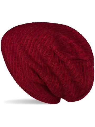 styleBREAKER Strick Beanie Mütze in Bordeaux-Rot