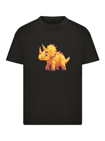 F4NT4STIC T-Shirt Süßer Triceratops Dinosaurier in schwarz