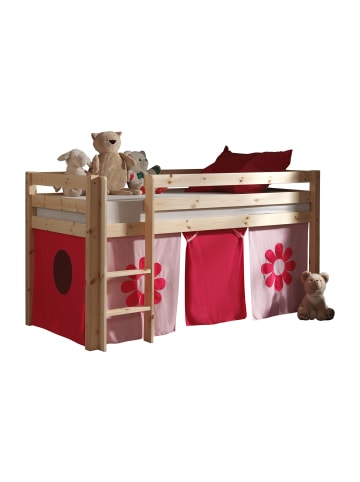 58 aufm Kessel KINDERBETT Karolina 210x114x106 Massivholz Natur Textilset Flower