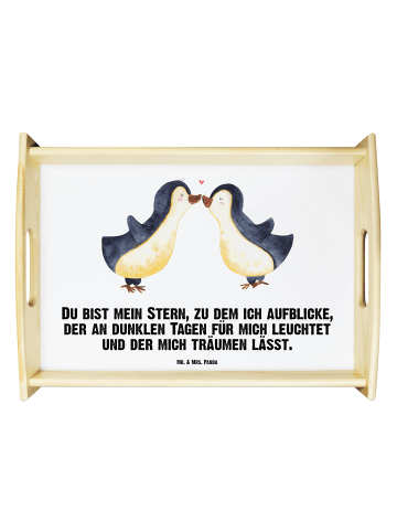 Mr. & Mrs. Panda Küchentablett Pinguin Liebe mit Spruch in Weiß