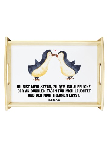 Mr. & Mrs. Panda Serviertablett Pinguin Liebe mit Spruch in Weiß