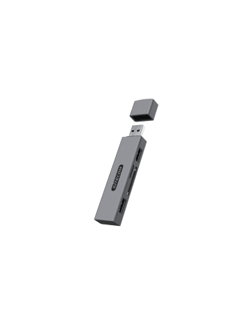 COFI 1453 Sitecom USB-Stick-Kartenleser mit 2 USB-Anschlüssen – SD & MicroSD in Grau