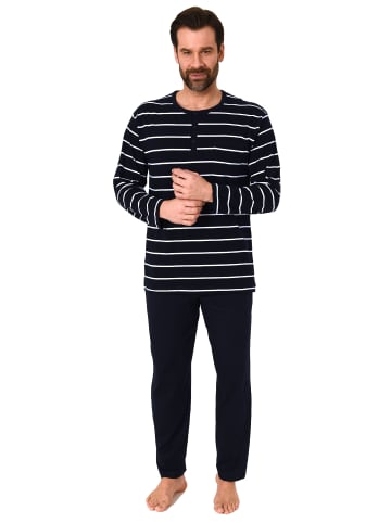 NORMANN langarm Pyjama Schlafanzug Streifen - 68143 in marine