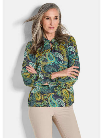 GOLDNER Tunika Viskose-Satin-Bluse mit Paisley-Muster in smaragd / gemustert