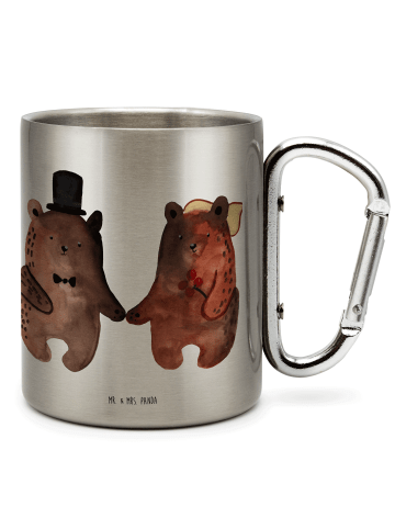 Mr. & Mrs. Panda Outdoor Tasse Bär Heirat ohne Spruch in Silber