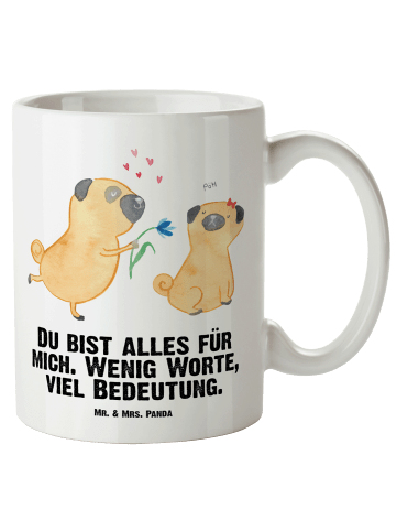 Mr. & Mrs. Panda XL Tasse Mops Verliebt mit Spruch in Weiß