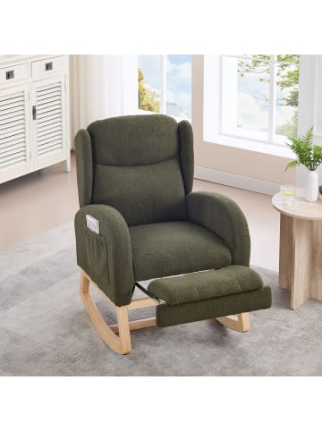 ABRIHOME Schaukelstuhl Lounge Sessel mit verstellbarer Fußstütze hohe Rückenlehne, Grün