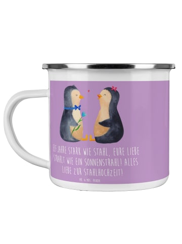 Mr. & Mrs. Panda Teetasse 11. Hochzeitstag Stahlhochzeit mit Spruch in Lavendeltraum