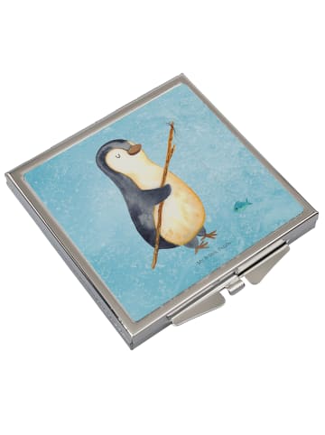 Mr. & Mrs. Panda Kleiner Spiegel Pinguin Angler ohne Spruch in Eisblau