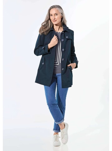 GOLDNER Kurzgröße: Kurzmantel im Trenchcoat-Stil in marine