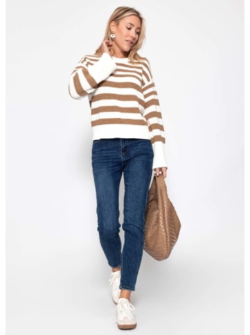 SASSYCLASSY Gestreifter Baumwoll-Pullover in Braun