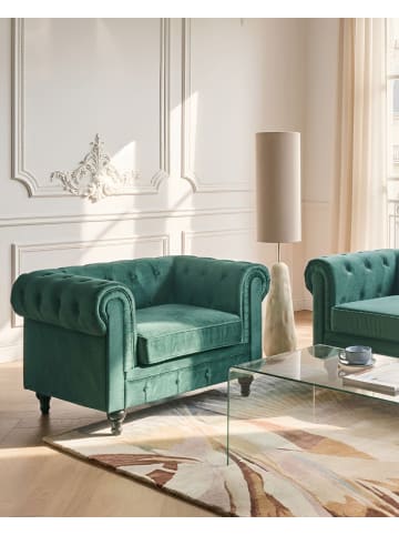 Beliani Sessel CHESTERFIELD in Grün/Braun - (W) 110 x (H) 70 x (L) 75 cm