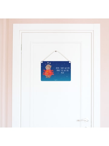 Mr. & Mrs. Panda Schild Krebs Astrologie mit Spruch in Sternenhimmel Blau