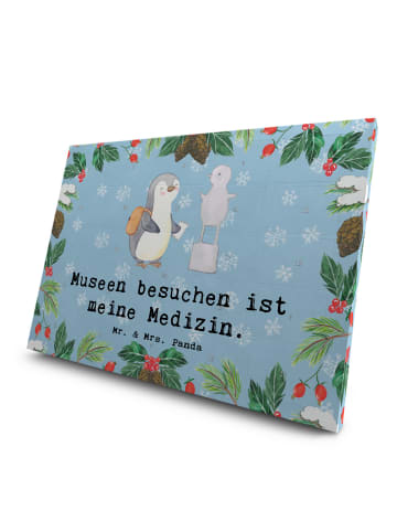 Mr. & Mrs. Panda Adventskalender Pinguin Museum besuchen mit Spruch in Eisblau