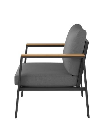 home24 Loungesessel Aviel in Anthrazit / Braun