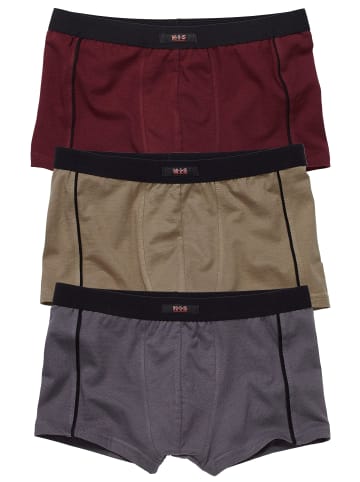 H.I.S Boxershorts in grau-olivgrün-bordeaux