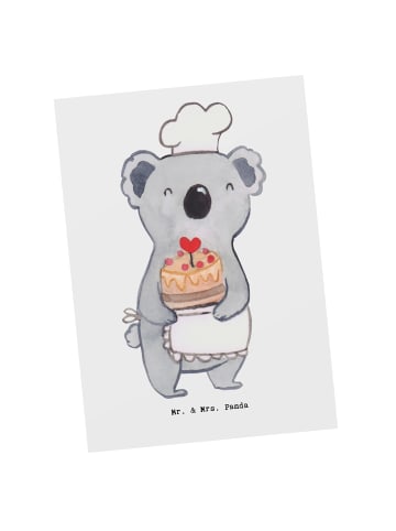 Mr. & Mrs. Panda Postkarte Konditor Herz ohne Spruch in Weiß