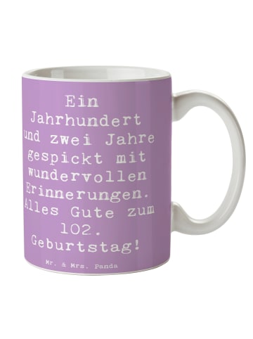 Mr. & Mrs. Panda Tasse Spruch 102. Geburtstag mit Spruch in Lavendeltraum