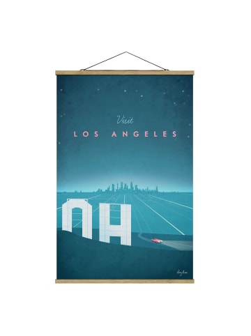 WALLART Stoffbild mit Posterleisten - Reiseposter - Los Angeles in Blau