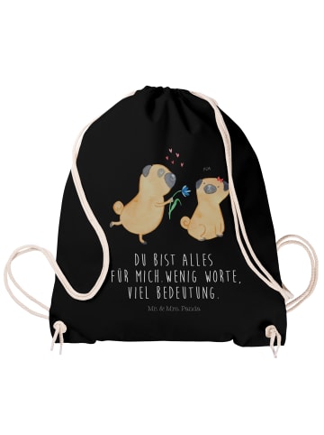 Mr. & Mrs. Panda Stoffbeutel Mops Verliebt mit Spruch in Schwarz