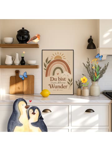 Mr. & Mrs. Panda Poster Regenbogen erdverbunden Design mit Spruch in Weiß