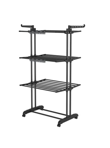 SONGMICS Wäscheständer Bunji in Tintenschwarz - (B)64.2 x (H)169.2 x (T)126.6 cm