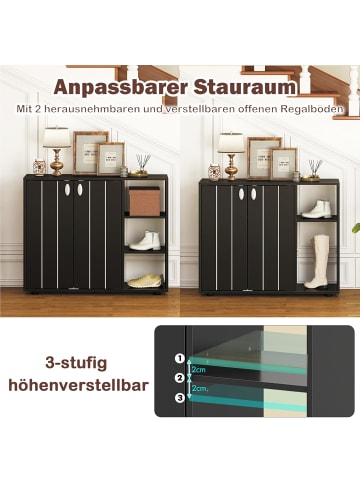 COSTWAY Schuhschrank mit 2 Türen 80 x 31 x 64,5 cm in Schwarz