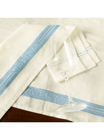 Erwin Müller Reinleinen Glastuch 4er-Pack in blau-weiß