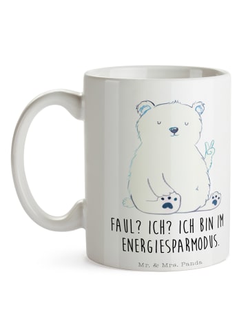 Mr. & Mrs. Panda Kaffeetasse Eisbär Faul mit Spruch in Weiß