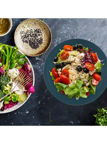 relaxdays 4 x Salatschüssel in Grün/ Gold - Ø 15 cm