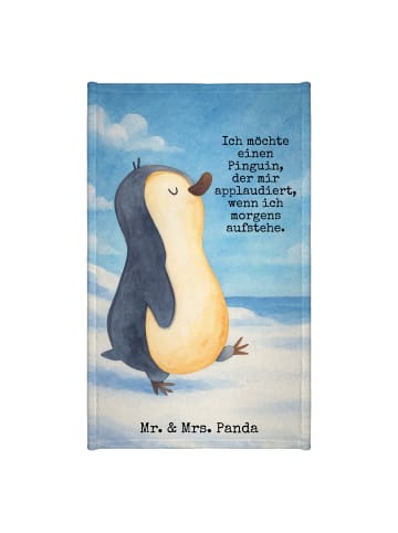 Mr. & Mrs. Panda Gästehandtuch Pinguin mHerzieren Design mit Sp... in Weiß