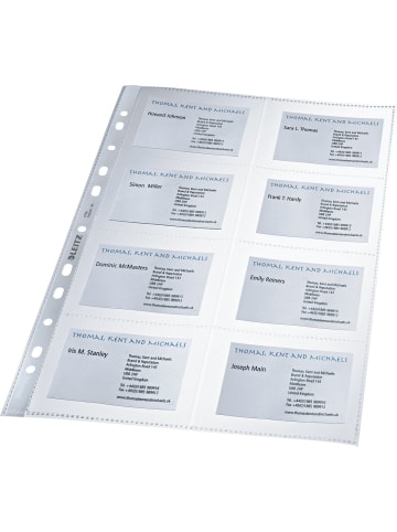 Leitz Visitenkartenhüllen A4 8 Fächer 90x57mm glasklar Packung mit 10 Stück